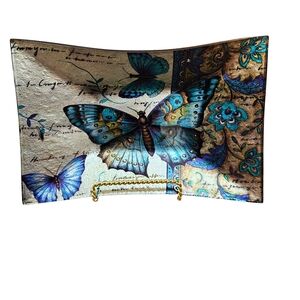 NWT Small Blue Butterfly Plate Stand🦋 Home Decor